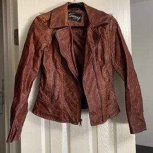 Guess size small brown leather jacket